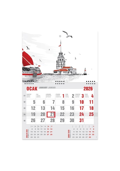 2026 Ekonomik Gemici Takvimi Denizci Duvar Takvimi 33x47,5 Cm Tek Renk