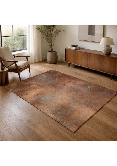 Kartela Halı Grunge Halı Kaymaz Taban Makinede Yıkanabilir Halı Bakır - 80 X 120 Cm