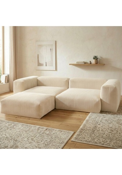 Relax Köşe Koltuk Takımı Sünger Koltuk Kanepe Divan Krem