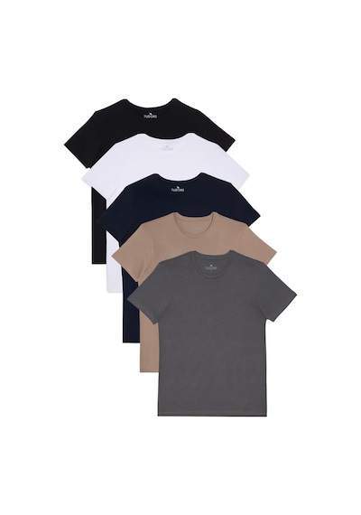 Tudors Unisex 5'li Paket Siyah-beyaz-lacivert-vizon-gri Slim Fit Dar Kesim %100 Pamuk Bisiklet Yaka Tişört-33049 Siyah - Beyaz Tudors Unisex 5'li Paket Siyah-beyaz-lacivert-vizon-gri Slim Fit Dar Kesim %100 Pamuk Bisiklet Yaka Tişört-33049 Siyah - Beyaz