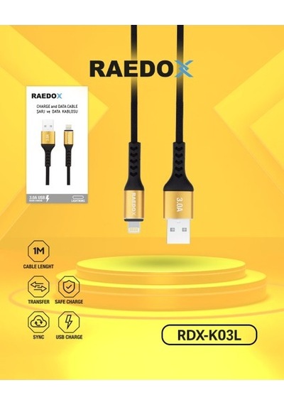Raedox Usb To Lightning 1m / 3a Örgü Kablo
