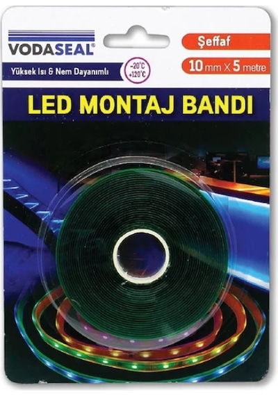 Vodaseal Şeffaf Led Montaj Bandı 10mm x 5 Metre