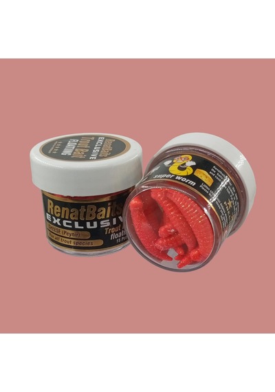 Renat Trout Bait Peynir Kokulu Silikon Kurtçuk Alabalık Yemi 15 Pcs - Kırmızı-9560