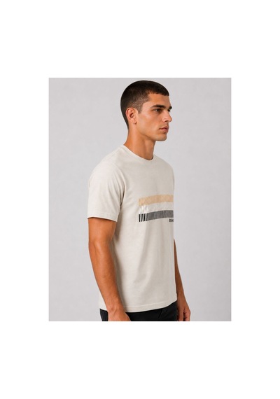 Hzr Wear Erkek Nakış Baskı Detaylı Sıfır Yaka Regular Fit %100 Pamuk Tişört Bej