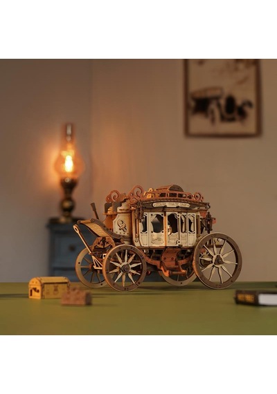 Rokr Amka1 Müzik Kutusu Stage Coach Music Box Dıy Mechanical 3d Wooden Puzzle Maket Model Seti 3d Model Kit Detaylı Dekoratif Hobi Seti Ahşap Maket Hareketli