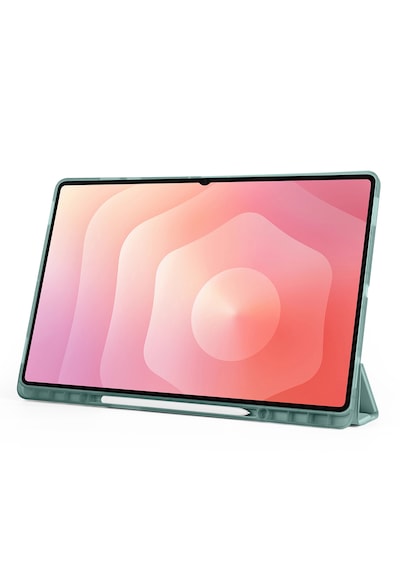 Samsung Galaxy Tab S11 Ultra Uyumlu Kılıf Tri Folding Kalem Bölmeli Katlanabilir Standlı Pu Yumuşak Kapak Kapaklı Kılıf