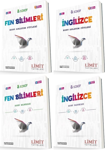 Limit 8. Sınıf Fen Bilimleri + İngilizce Konu Föyleri + Soru Seti 4 Kitap 2023