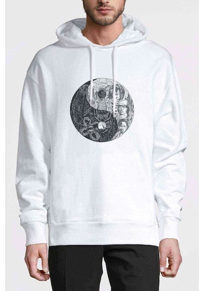 Stranger Things Ying Yang Upside Down Baskılı Beyaz Erkek Sweat (534797684)
