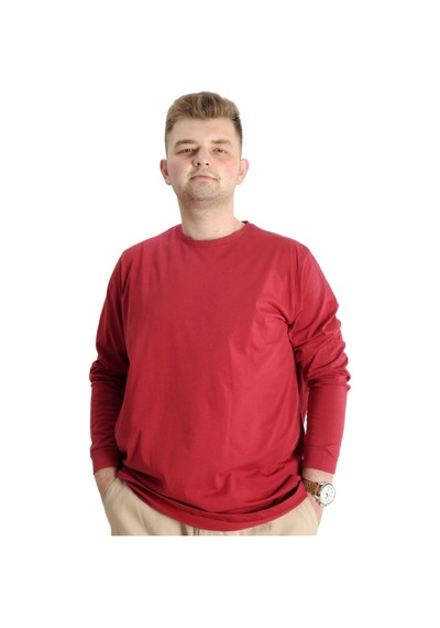 Mode Xl Büyük Beden Erkek Tshirt Uzun Kol Manşetli 20103 Bordo 001