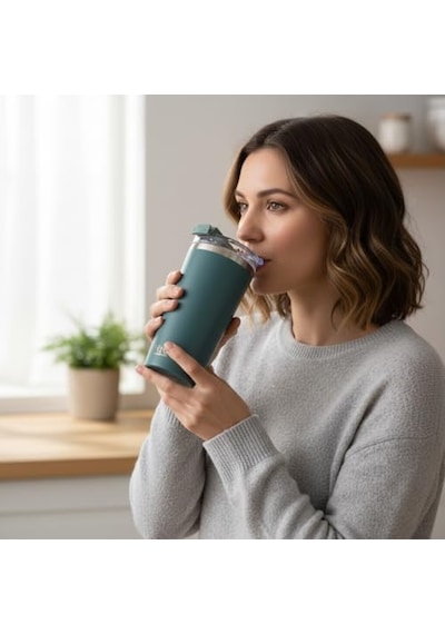 Ml Pipetli Ve Ağızlıklı Çelik Termos Kupa - Çift Fonksiyonlu Kapak - Soğuk Tutan Seyahat Bardağı Travel Mug - 4 Diğer