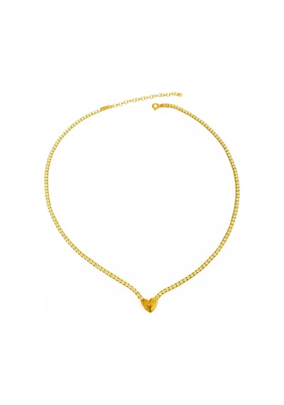 Beyaz Zirkon Taşlı Suyolu Zincirli Kalp Gümüş Kolye Rose Gold