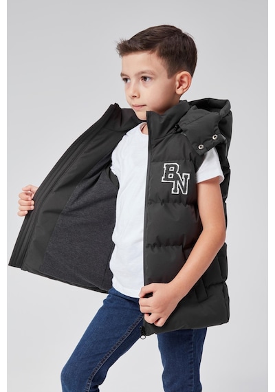Benitto Kids Kapüşonlu Erkek Çocuk Şişme Yelek 51310 Gri