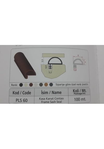 5 m Kapı Fitili-Plastik Kasa Kanat Contası Plastic Frame Sash Seals