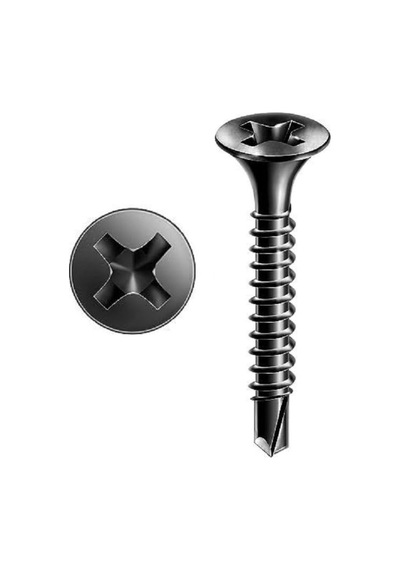 Matkap Uçlu Alçıpan Vidası Siyah 3.5x35 Mm 100 Adet Metal Profil Uyumlu 3.5*35