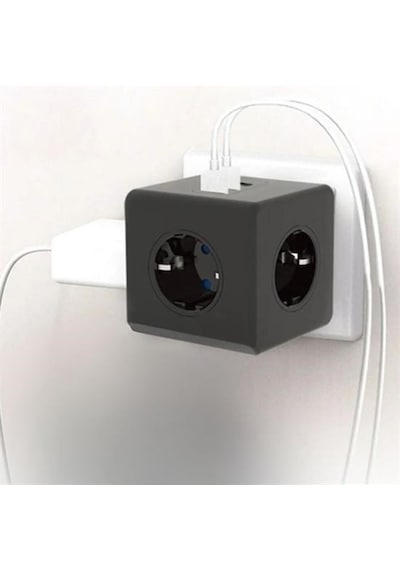 Plentiful Isıya Dayanıklı Termal Akım Korumalı Ve Çocuk Korumalı 3 Priz Girişli 3 Usb Girişli Küp Priz 0