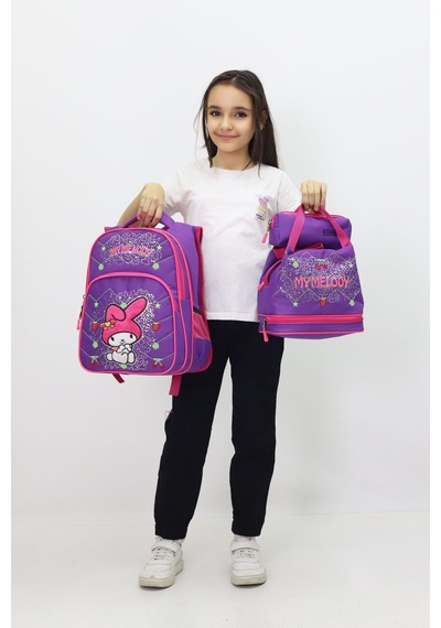 Mymelody Kız Çocuk 3 Lü Okul Çanta Seti Sevimli Tasarımlı Sırt Çantası Beslenme Çantası Kalemlik Pembe