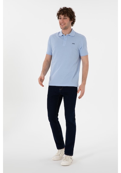 U.S. Polo Assn. Erkek Regular Fit Polo Yaka Açık Mavi Basic Tişört 50306007-VR003