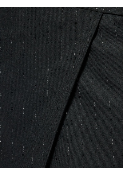 Koton Metalik İplik Detaylı Slim Fit A Kesim Kruvaze Mini Etek Siyah Çizgili 6wak70110ew Siyah Çizgili