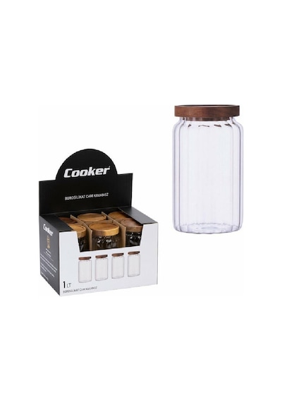 Cooker Borosilikat Cam Kavanoz 1 Lt Ckr-3823 Bej