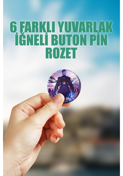 Fate Çanta Süsü Rozet İğneli Buton Rozet Seti 6 Adet Çok Renkli