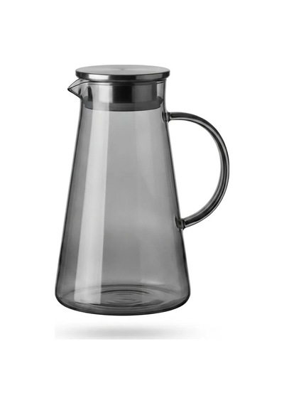 Borosilikat Cam Füme Demlikli Sürahi 1.9 L Bitki Çayı, Detoks Ve Soğuk İçecekler