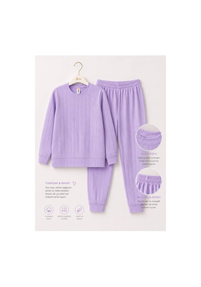 H&c Coolboy H&c Kız Çocuk Pijama Takımı Jakarlı Uzun Kollu Üst Ve Lastikli Alt 2 Li Takım Mor H&c Coolboy H&c Kız Çocuk Pijama Takımı Jakarlı Uzun Kollu Üst Ve Lastikli Alt 2 Li Takım Mor