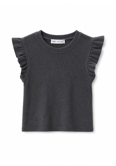 Baby Lory Kids Store Fırfır Kol Detaylı T-shirt Açık Gri