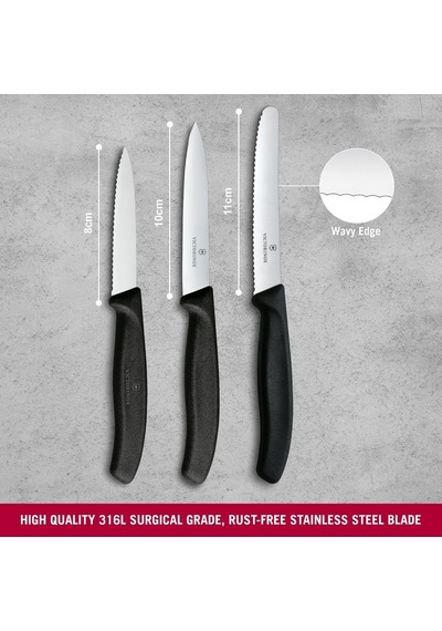 Victorinox 6.7113.34 Swiss Classic 3lü Bıçak Set, Siyah Diğer