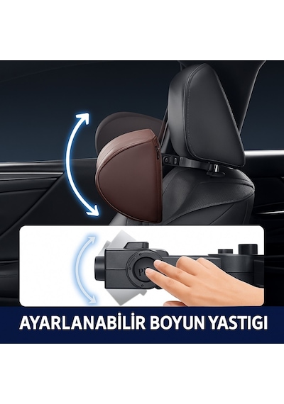 Polham Ayarlanabilir Ergonomik Boyun Ve Baş Desteği Yastık / Konforlu Sürüş, Maksimum Destek, Universal Siyah