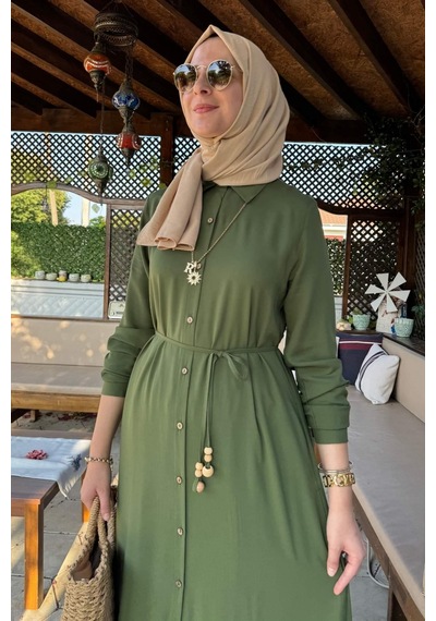 Süreyya Gömlek Elbise Haki