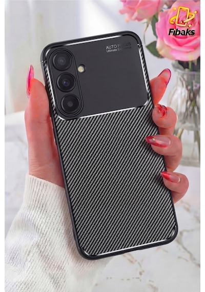 Galaxy Uyumlu A16 Kılıf Kamera Çıkıntılı Karbon Fiber Desenli Renk Atmaz Koruyucu Kapak Kilif