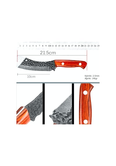 Omeniv El Yapımı 4cr13 Paslanmaz Çelik Outdoor Kamp Şef Bıçağı Kahverengi