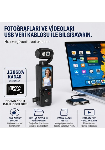 Ally Q8 Pocketpro 4k Dijital Vlog Kamerası Siyah