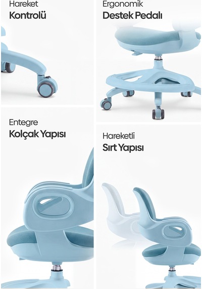 Olinda Ergonomik Çocuk Çalışma Koltuğu Mavi