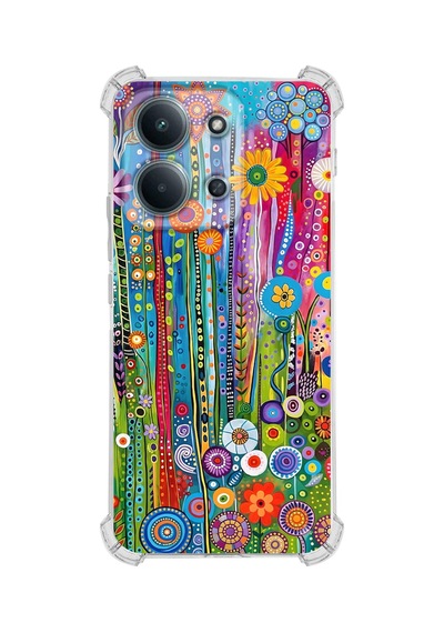 Printify Redmi 15c İle Uyumlu Düşlerin Dansı Serisi Folklorik Bahçe Tasarımlı Uv Baskılı Köşe Korumalı Antişok Kılıf Şeffaf