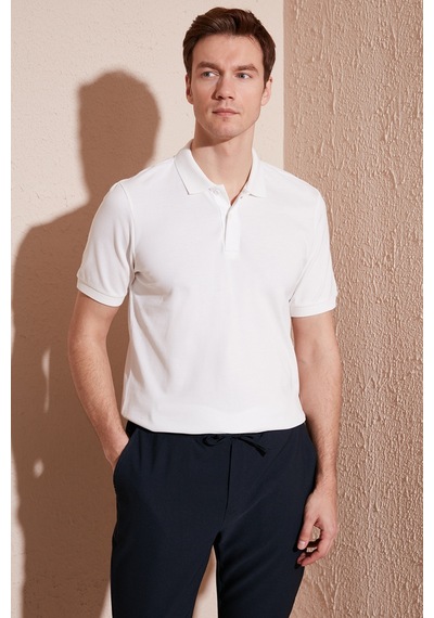 Buratti Pamuklu Regular Fit Düğmeli Erkek Polo Yaka T Shirt 5902739 Beyaz