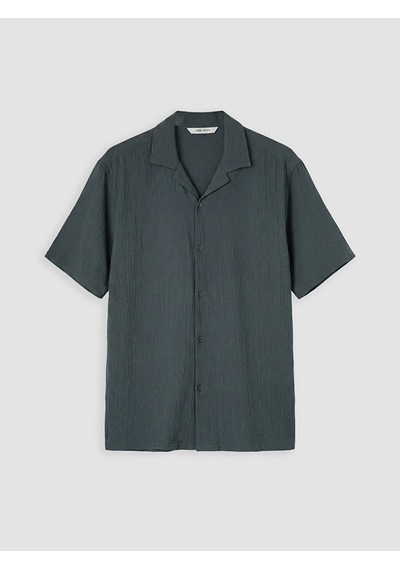 Lcw Vision Yeşil Regular Fit Krinkle Erkek Gömlek
