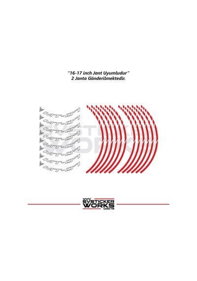 Yamaha Mt-07 Jant Sticker Dış Ve İç Set Sticker Jant Şeridi Kırmızı