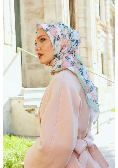 Mirsoy Scarf Dijital Soft Fiora Desen-soft Yeşil Soft Yeşil