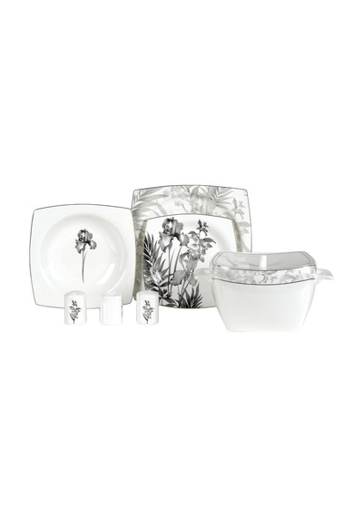 Korkmaz Bone Collection 60 Parça Kare Yemek Takımı A8462 Beyaz
