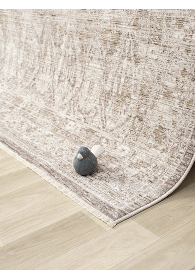 Mariesse Home Vintage Eskitme Desenli Makine Dokuma Salon Oturma Odası Halısı 10200 Bej