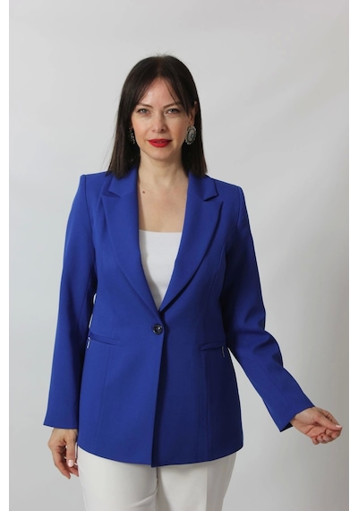Moda Berray 1904 Saks Mavi Fermuarlı Cep Aksesuarlı Kadın Büyük Beden Blazer Ceket Saks Mavi Moda Berray 1904 Saks Mavi Fermuarlı Cep Aksesuarlı Kadın Büyük Beden Blazer Ceket Saks Mavi