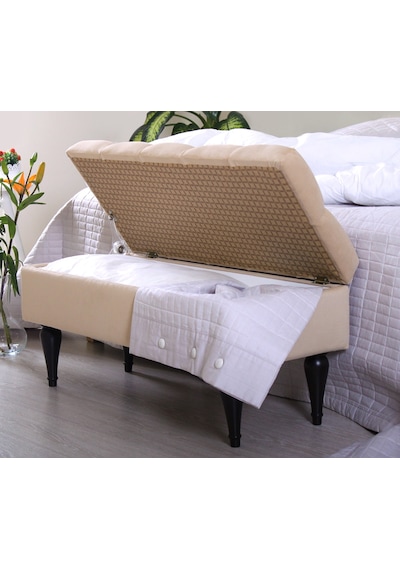 Lorencehome Balloon Sandıklı Puf - Krem