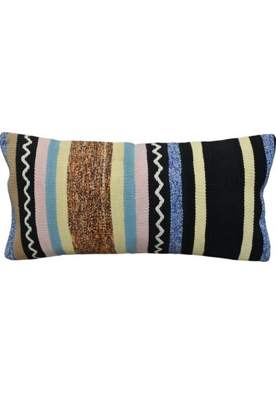 Zehra Abla Halı Yeni El Dokuma Dekoratif Lumbar Kilim Kırlent Yastık Kılıfı 6862 Çok Renkli