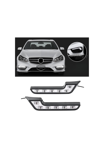 Üniversal 6 Led Mercedes Tip Gündüz Ledi Araba Gündüz Farı Araç Oto Drl Led Lamba Güçlü Işık 12v Su Geçirmez Beyaz 2 Adet 00 Şüscaroto Aksesuar