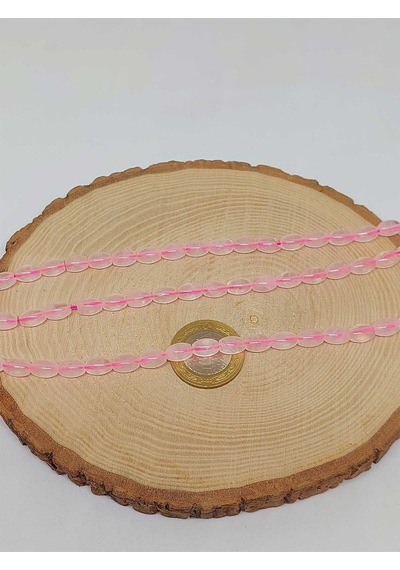 Bileklik Boy Pembe Kuvars Taşı Arpa Kesim Yarım Dizi 6 8.5mm 51114 18cm Uzunluğundadır Çok Renkli