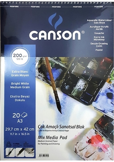 Canson Çok Amaçlı Sanatsal Blok 29.7x42 CM 200 G 20 Yaprak A3 B
