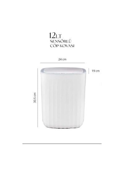 Sensörlü 12lt Çöp Kovası Oky-1525 199 Beyaz
