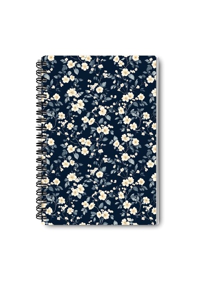 Mini Çiçekler Tasarım 4'lü Defter Seti - A5 Boyut, Tel Spiralli - Günlük, Ajanda, Okul Ve Anı Defteri A5, Çizgi
