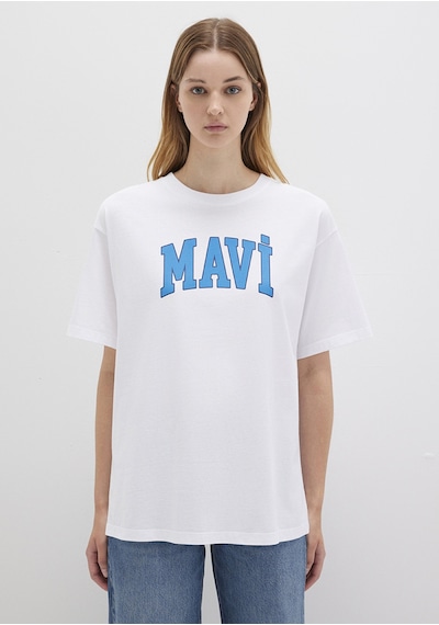 Mavi - Mavi Logo Baskılı Kadın Tişört 1600843-70000 - Beyaz